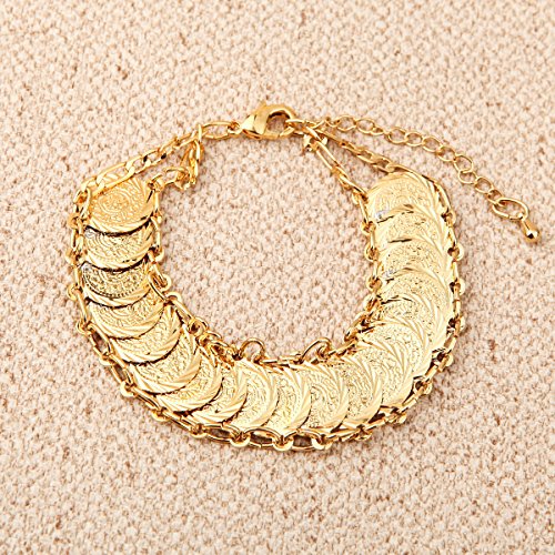Small Cute Gold Plated Islamic Muslim Arab Money Coins Bracelet for Women Jewelry Bangle - style: Style C