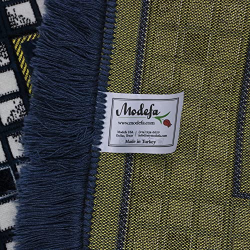 Modefa Prayer Mat - Thin Lightweight Velvet Turkish Muslim Prayer Rug - Prayer Rug Islam Men - Islamic Prayer Rug Sajjadah Prayer Mats Namaz Mat for Salah Islamic Gift Car Hanger - Vined Arch (Blue) - color: Blue