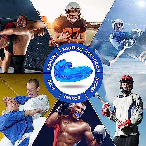 Mouth Guard Sports Youth Adult,Mouth Guard for Braces Soft,No Boiling - color: Blue/Strapless