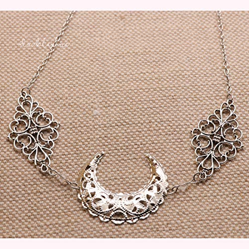 Doubnine Crescent Moon Boho Head Chain Pendant Gothic Forehead Headpiece Headband Retro Hair Accessories Wedding Head Dress for Women Bride Women - color: clear beads