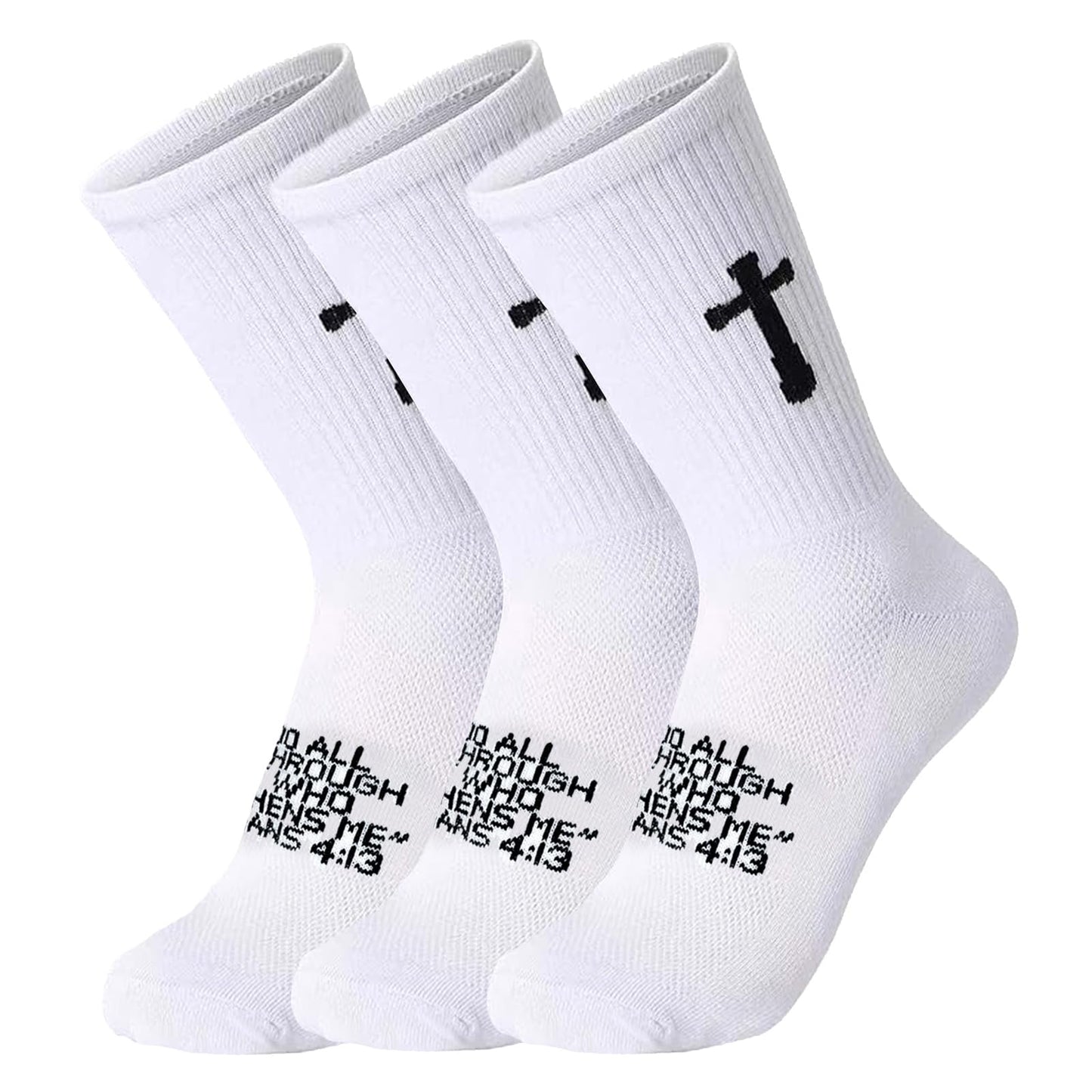 3 Pairs Christian socks Prayer socks Birthday Gifts for Dad,Men Husband Grandp Fathers Day Christmas - color: Philippians 4:13 - White