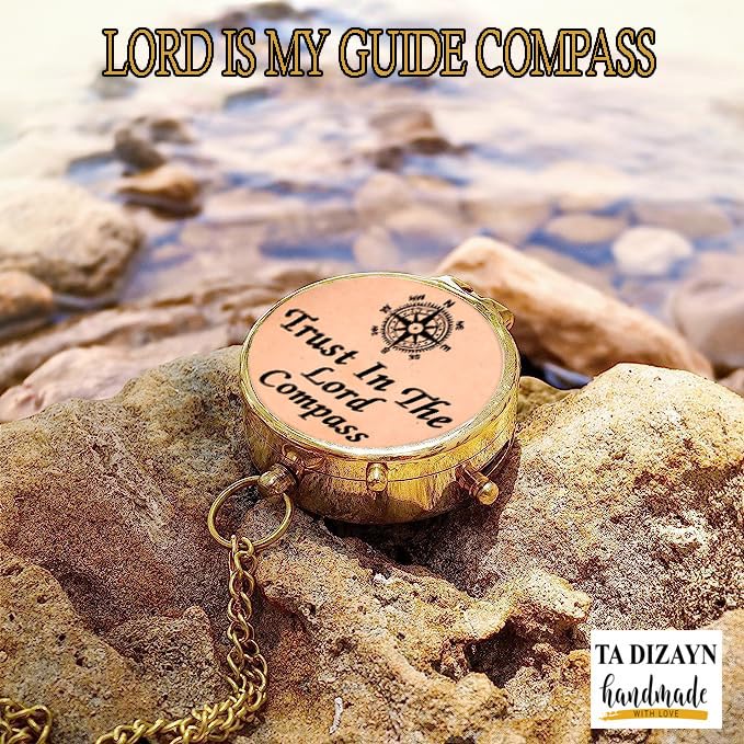 Trust in The Lord With All Your Heart - Proverbs 3:5-6 Quote Engraved Compass With Wooden Box, Greeting Card, Gift Compass, Graduation Day Gifts 2024 for Women Men Boys Girls - style: #2 Trust in The Lord Compass -Proverbs 3: 5-6