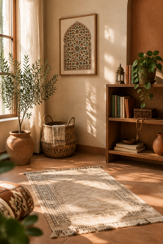 Creating a Calm Bohemian Prayer Corner in a Small Muslim Home  Blog Content: