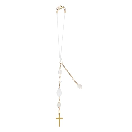 Sibba Natural Jade Cross Car Hanging Ornament, Handmade Car Mirror Cross Crystal Bead Charm, Good Luck Sun Catcher Rearview Mirror Charm for Cars and Home Decor - style: Classic