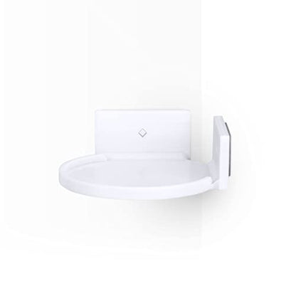 BRAINWAVZ 4” Small Floating Shelf, Adhesive & Screw in, for Bluetooth Speakers, Cameras, Plants, Toys, Books & More, Easy to Install Shelves Wall Mount (White) - color: 4" Round