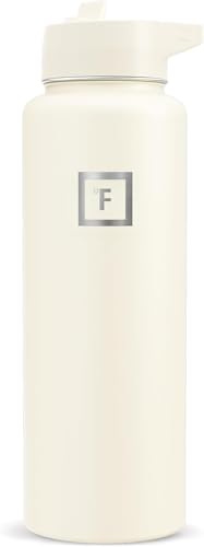 IRON °FLASK 40 oz Wide Mouth Water Bottle with Straw - color: Cashmere Cream, style: Straw - 40 Oz (1 Lid)