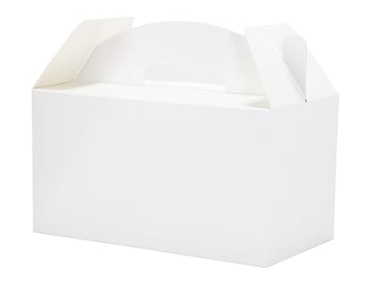 Papertide White Gable Box with Handles, 30 Pack 9.45×5×5 inch Sturdy Colorful Cardstock treat Boxes for Christmas Birthday Party Favors, Premium Presentation Boxes with Lids - color: White