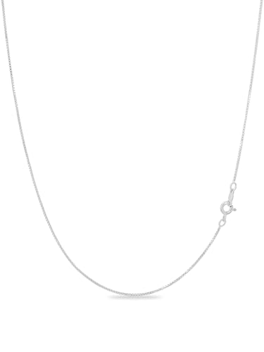 KEZEF 18K Gold Plated 925 Sterling Silver Box Chain Necklace for Women, 1mm Thin & Sturdy Italian Chain Necklace, Rose Gold & Silver Available, 15/16/18/20/22/24/30 Inch - color: Sterling Silver, size: 19 Inch