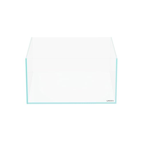 Rimless Shallow Aquarium Tank, 6 Gallon Low Iron Ultra-Clear Glass Square Fish Tank, Professional Desktop Paludarium for Turtles, Plants, and Aquascaping 17.7" L × 17.7" W × 11" H.