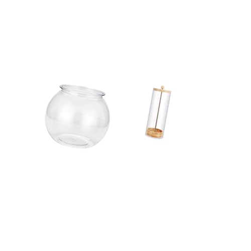 Baoblaze Transparent Small Fish Tank Straw Organizer Vase for Office Table Home Decor Plants and Reusable Counter Makeup Brush Holder