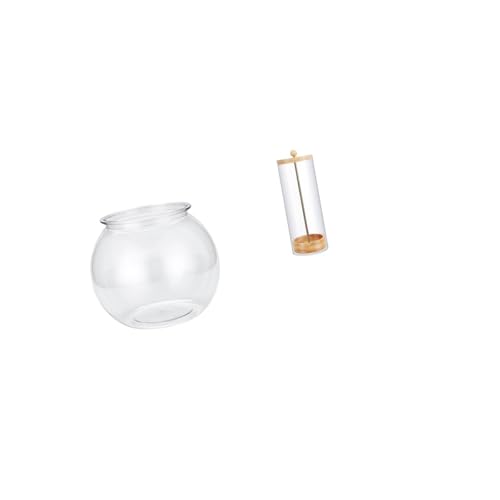 Baoblaze Transparent Small Fish Tank Straw Organizer Vase for Office Table Home Decor Plants and Reusable Counter Makeup Brush Holder
