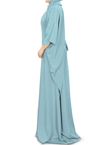 MyBatua Women's Kaftan, Free Size Abaya, Dubai Islamic Dress, Muslim Maxi KF-001 - color: Sky Blue