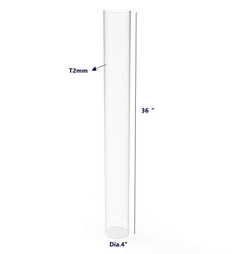 FixtureDisplays® Clear Acrylic Tube 4" (Nominal) Diameter (3.937" Exact Outside dim) x 36" Long, 5/64" (2mm) Wall Open Ended 15139-36"-1PK