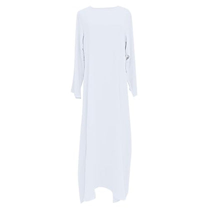 Muslim Prayer Dresses for Women Long Sleeve Maxi Dresses 2026 Spring Outfits Casual Loose Travel Vacations Dress - color: White, size: X-Large