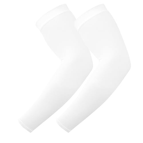 TZ Promise Women Men Sun UV Protection Arm Sleeves, Cooling Compression Arm Cover for Sports - color: White
