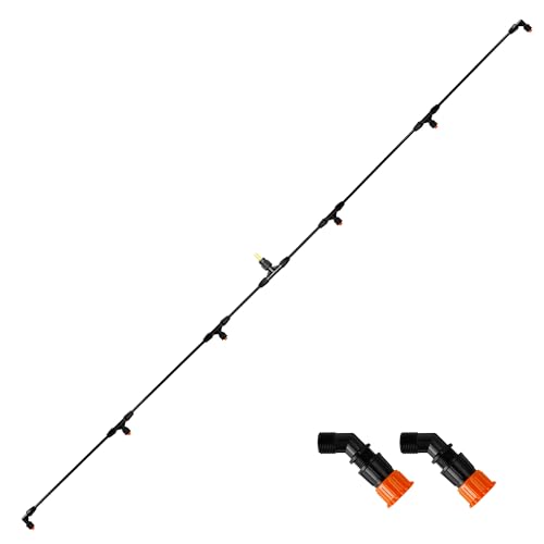 6 Nozzles Poly Boom Wand with 1/4" Brass Fitting, ATV sprayer Boom, Wide-Coverage Agricultural & Lawn Spray Attachment for Tractors/UTVs - color: Black