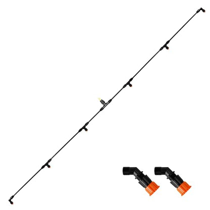 6 Nozzles Poly Boom Wand with 1/4" Brass Fitting, ATV sprayer Boom, Wide-Coverage Agricultural & Lawn Spray Attachment for Tractors/UTVs - color: Black