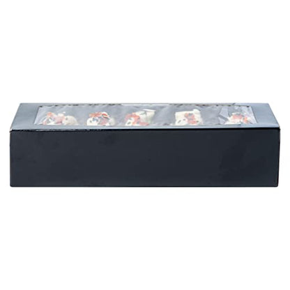 Restaurantware Sakura Vision 8 x 3.5 x 1.8 Inch Sushi Boxes 50 Disposable Take Out Boxes - Built-In Lid Clear Window Black Paper Rectangle Boxes For Sushi Maki Or Sashimi - size: Medium
