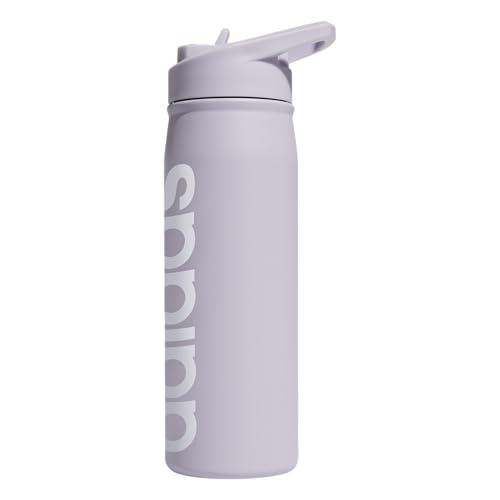 adidas Stainless Steel Metal Water Bottle 20 oz (600 mL) Straw Lid - color: Silver Dawn Grey/White