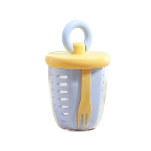 Portable Salad Cup with Fork and Spoon - Double Layer Fresh Keeping Box for Office and Picnic Use(Blue) - color: Blue