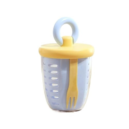 Portable Salad Cup with Fork and Spoon - Double Layer Fresh Keeping Box for Office and Picnic Use(Blue) - color: Blue