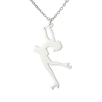 Dreamtimes Ice Skater Necklace Skating Charm Sports Pendant Necklace Ice Skating Sport Pendant Necklace Inspirational Jewelry for Women Skate Lover - color: Silver-4