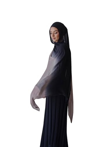 Txmout Ombre Modal Hijab Scarf for Women Muslim, Soft Lightweight Headscarf - color: Black - Grey