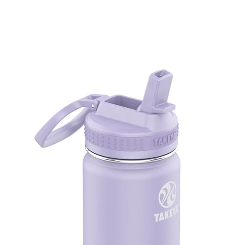 Takeya 18 oz Actives Stainless Steel Water Bottle with Straw Lid – Leakproof, Double-Wall Insulated, Keeps Drinks Cold 24 hrs/Hot 12 hrs, BPA-Free, Powder-Coated, Gym & Travel, Lavender Field - color: Lavender Field, size: 18 Ounces