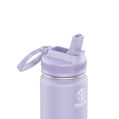 Takeya 18 oz Actives Stainless Steel Water Bottle with Straw Lid – Leakproof, Double-Wall Insulated, Keeps Drinks Cold 24 hrs/Hot 12 hrs, BPA-Free, Powder-Coated, Gym & Travel, Lavender Field - color: Lavender Field, size: 18 Ounces