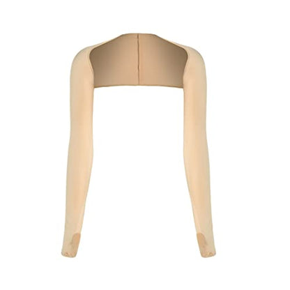 Women Cooling Shawl Arm Sleeve with Finger Hole, Comfortable & Breathable, Anti-UV, Ladies Sun Protection Cooler Shrug - color: Beige