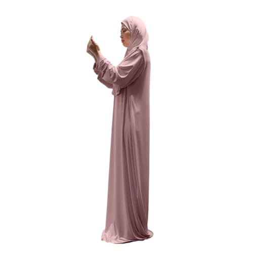 Hooded Muslim Hijab Dress For Women Full Cover Prayer Garment Long Ramadan Modest Maxi Gown - color: Pnnrk