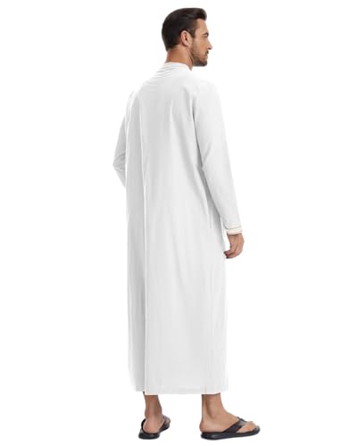 YAOHUOLE Arabic Thobe for Men Muslim Caftan Thobe Arabic Thobe - color: White, size: Large