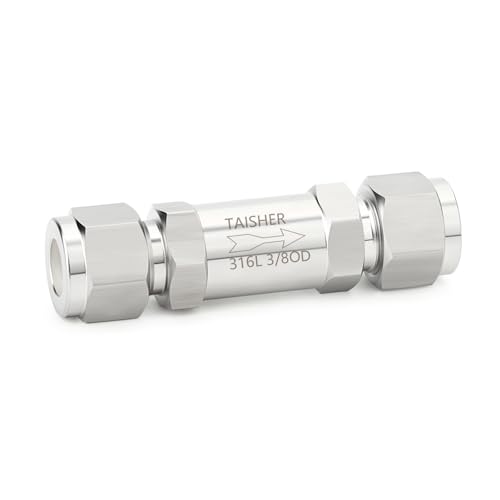 1PCS 316L Stainless Steel 3/8" Tube OD Check Valve(Ferrule Silver Plated),Backflow Prevention,One Way Non-Return Check Valves - size: 3/8" Tube OD