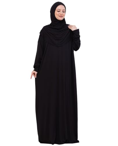 Prien Prayer Dress For Women, Cotton Muslim Abaya, Soft Hijab, Elegant Turkish Islamic Wear For Eid, Ramadan, Umrah, Hajj - color: Black