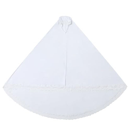 Prlemend 여성용 무슬림 히잡 두바이 실크 스카프 레이스 헤드 랩 스카프 단색 숄 | Milk Silk Fabric, Lace Edge - color: 화이트., size: X-Large