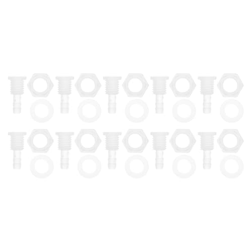 1 Set Plastic Hose Barb Fitting 15/64" Hose ID Barb M12 Male Thread Thru-Bulk Bulkhead Fittings Clear PP - size: 15/64"-M12