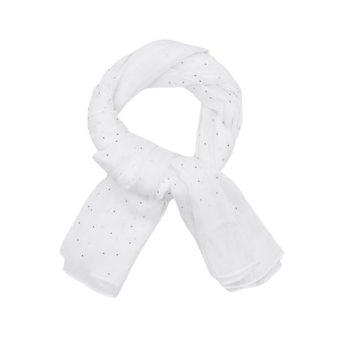 JUMISEE Sparkly Rhinestone Hijab Scarf for Women Glitter Wrinkle Chiffon Muslim Instant Hijab Long Scarves Head Wrap Shawls - color: White