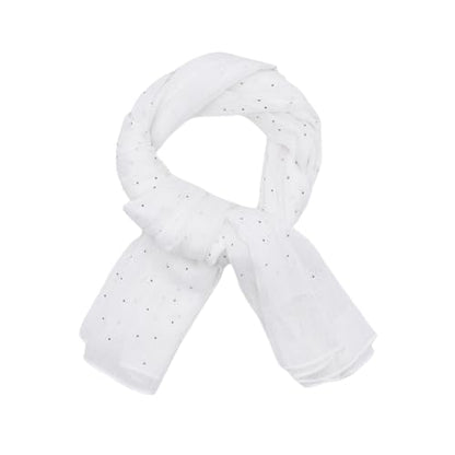 JUMISEE Sparkly Rhinestone Hijab Scarf for Women Glitter Wrinkle Chiffon Muslim Instant Hijab Long Scarves Head Wrap Shawls - color: White