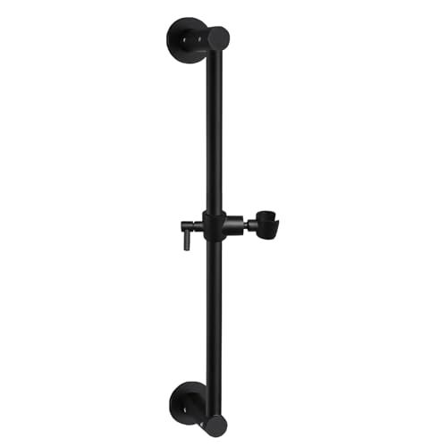 Shower Slide Bar Adjustable Handheld Shower Head Holder Wall Mount - 15inch All-Metal Shower Head Slide Bar Compatible with Bathroom Drill Free Glue Installation - Black - color: Matte Black, size: 15inch