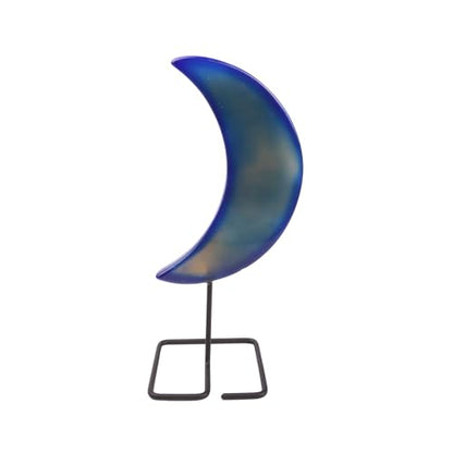 Needzo Blue Agate Crescent Moon, Meditation and Yoga Accessories, Tabletop Decorations, 4.5 Inches