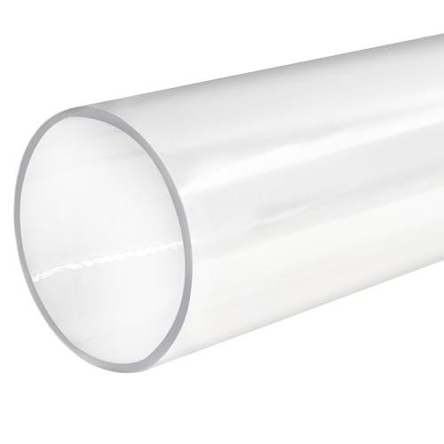 Luomorgo Clear PC Rigid Tubing Pipe, 1 Pack, Round Plastic Tube | 1.6 Inch (41mm) ID x 1.77 Inch (45mm) OD x 12 Inch (305mm) Length, for Fish Tank, Water Pipe & DIY Lighting - size: 41mmx45mm
