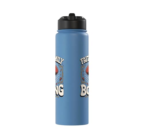 Faith Family Boxing Boxer Fighter Combat Sport Stainless Steel Insulated Water Bottle - color: Light Blue