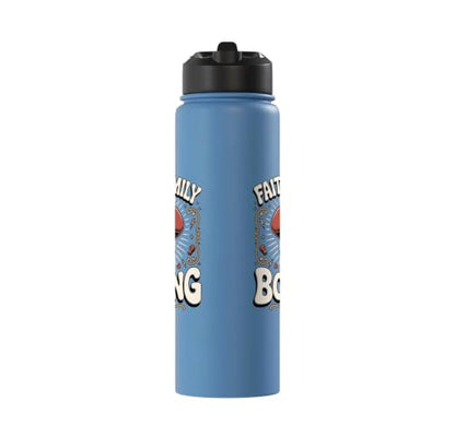 Faith Family Boxing Boxer Fighter Combat Sport Stainless Steel Insulated Water Bottle - color: Light Blue