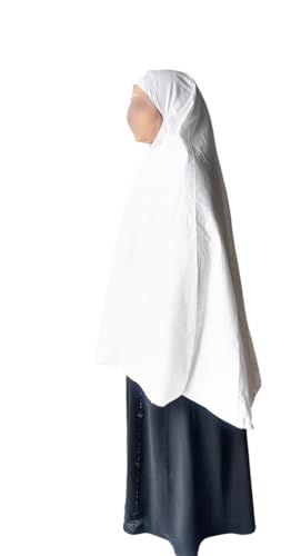 Women Cotton White one Piece Ihram/Rumali/Prayer Cloth with Undercap/Loose Full Cover/One-size Overall Hijab