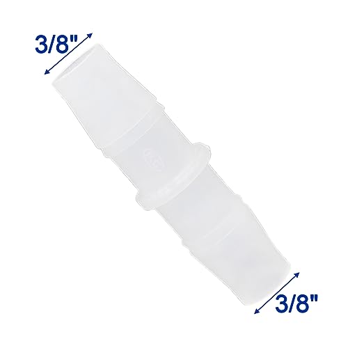 Plastic Hose Barb Fitting, 3/8" x 3/8" Pipe Connectors，Barbed Splicer Mender Joint Adapter Union Fitting, 6 Pcs - size: 3/8 Inch