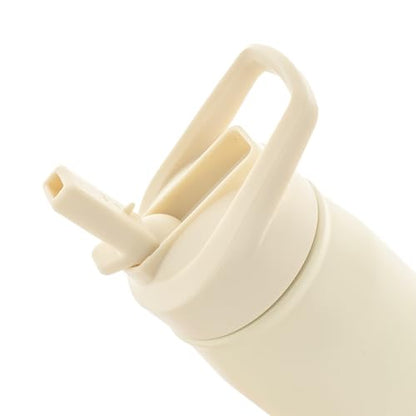 adidas Stainless Steel Metal Water Bottle 20 oz (600 mL) Straw Lid - color: Warm Vanilla Yellow/Crystal Sand Beige/White/2