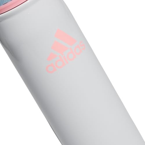 adidas Stainless Steel Metal Water Bottle 20 oz (600 mL) Screw Cap - color: White/Pink Spark/Clear Sky Blue