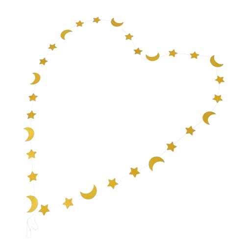 Moon Star Glitter Garland Banner for Shower Wedding Eid Mubarak and Birthday Party Decorations Hanging Streamer Charming Star and Moon Design