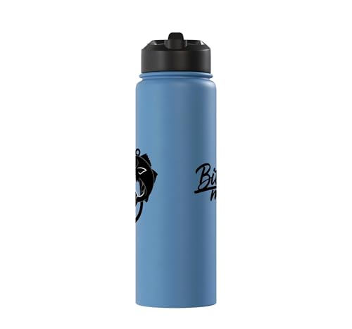 Bite Me Fishing Hook Funny Angler Fish Graphic Stainless Steel Insulated Water Bottle - color: Light Blue