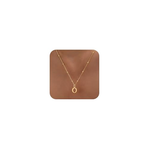 Initial Necklaces for Women Dainty 14k Gold Plated A-Z Letter Pendant Name Necklaces Cute Charm Choker Fashion Accessories Non Tarnish Trendy Jewelry Gift - color: Gold, style: O